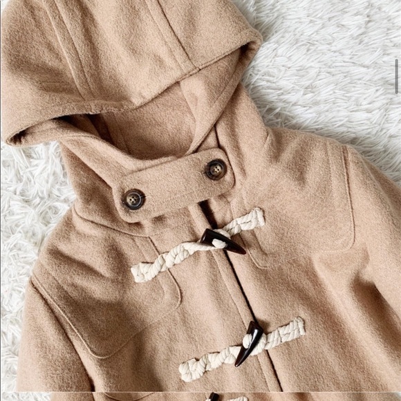 Women’s Wool Blend Hooded Tan peacoat - Picture 2 of 8